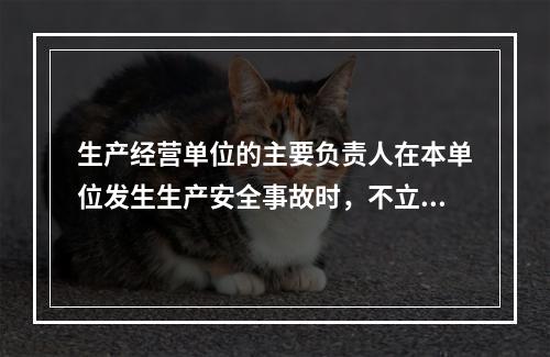 生产经营单位的主要负责人在本单位发生生产安全事故时，不立即组