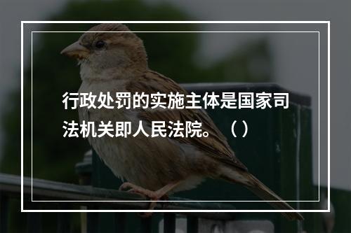 行政处罚的实施主体是国家司法机关即人民法院。（ ）