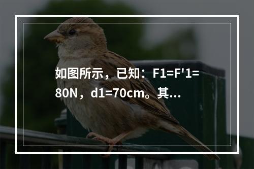 如图所示，已知：F1=F'1=80N，d1=70cm。其力偶