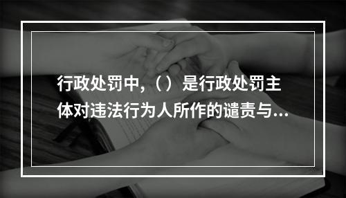 行政处罚中,（ ）是行政处罚主体对违法行为人所作的谴责与告诫