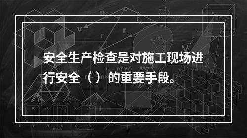 安全生产检查是对施工现场进行安全（ ）的重要手段。