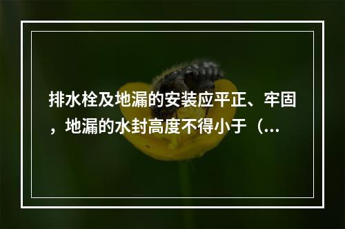 排水栓及地漏的安装应平正、牢固，地漏的水封高度不得小于（）m