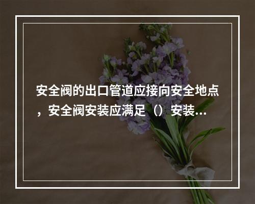 安全阀的出口管道应接向安全地点，安全阀安装应满足（）安装。