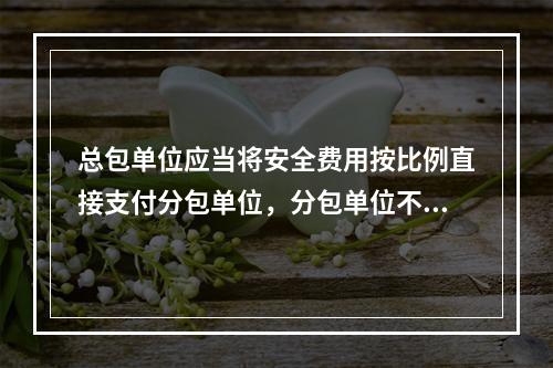 总包单位应当将安全费用按比例直接支付分包单位，分包单位不再重