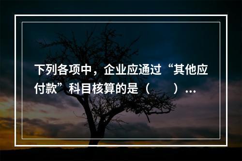 下列各项中，企业应通过“其他应付款”科目核算的是（　　）。