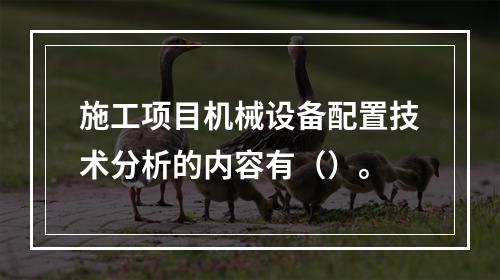 施工项目机械设备配置技术分析的内容有（）。