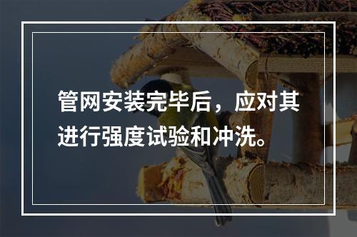 管网安装完毕后，应对其进行强度试验和冲洗。