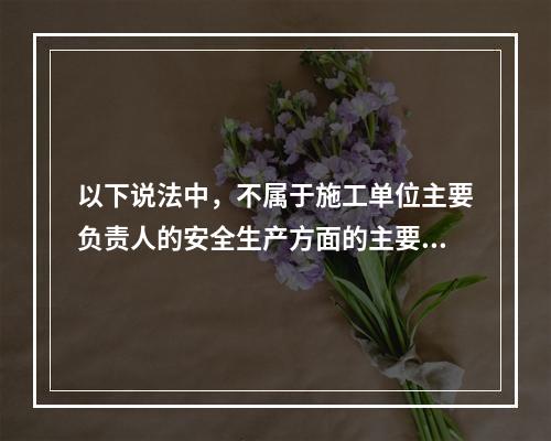 以下说法中，不属于施工单位主要负责人的安全生产方面的主要职责