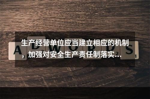 生产经营单位应当建立相应的机制，加强对安全生产责任制落实情况