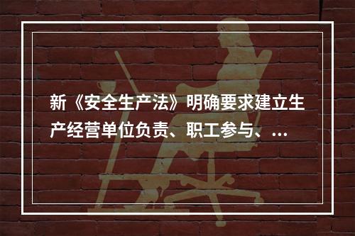 新《安全生产法》明确要求建立生产经营单位负责、职工参与、政府