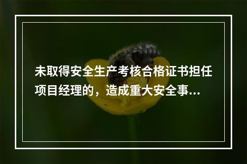 未取得安全生产考核合格证书担任项目经理的，造成重大安全事故的