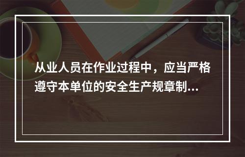 从业人员在作业过程中，应当严格遵守本单位的安全生产规章制度和