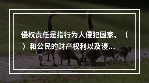 侵权责任是指行为人侵犯国家、（ ）和公民的财产权利以及浸犯法