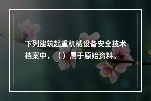 下列建筑起重机械设备安全技术档案中，（ ）属于原始资料。