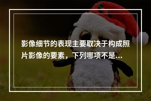 影像细节的表现主要取决于构成照片影像的要素，下列哪项不是物理