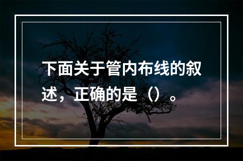 下面关于管内布线的叙述，正确的是（）。