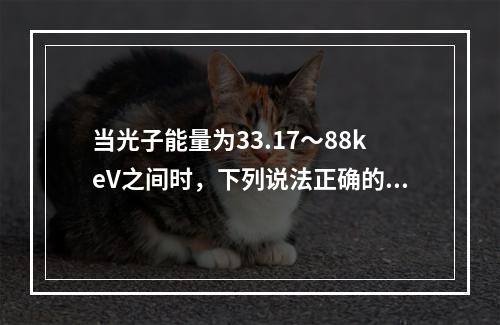 当光子能量为33.17～88keV之间时，下列说法正确的是（