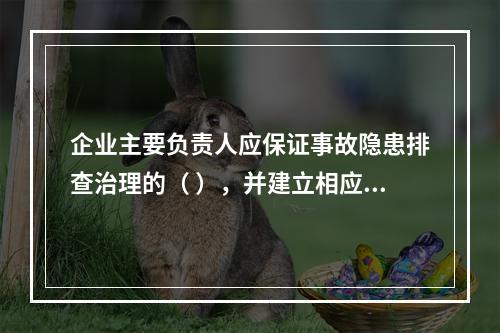 企业主要负责人应保证事故隐患排查治理的（ ），并建立相应的专