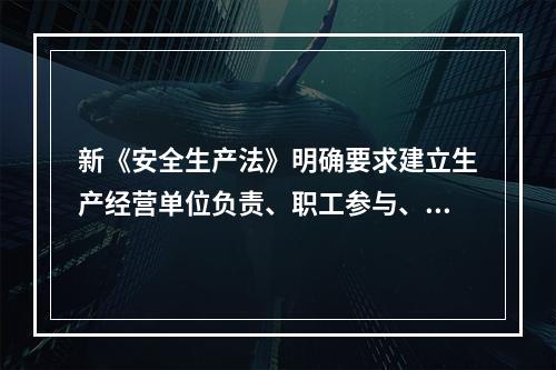 新《安全生产法》明确要求建立生产经营单位负责、职工参与、政府