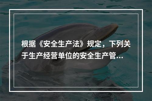 根据《安全生产法》规定，下列关于生产经营单位的安全生产管理机