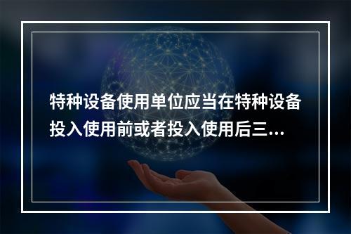 特种设备使用单位应当在特种设备投入使用前或者投入使用后三十日