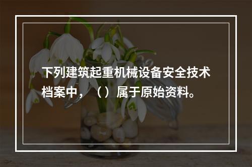 下列建筑起重机械设备安全技术档案中，（ ）属于原始资料。