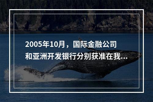 2005年10月，国际金融公司和亚洲开发银行分别获准在我国银