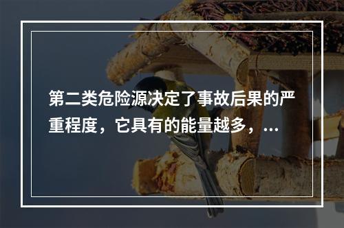 第二类危险源决定了事故后果的严重程度，它具有的能量越多，发生