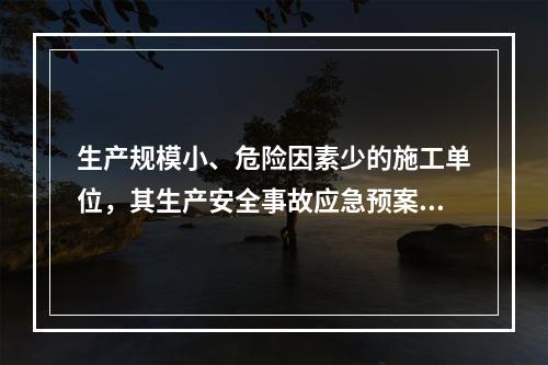 生产规模小、危险因素少的施工单位，其生产安全事故应急预案体系