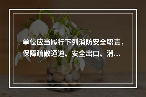 单位应当履行下列消防安全职责，保障疏散通道、安全出口、消防车