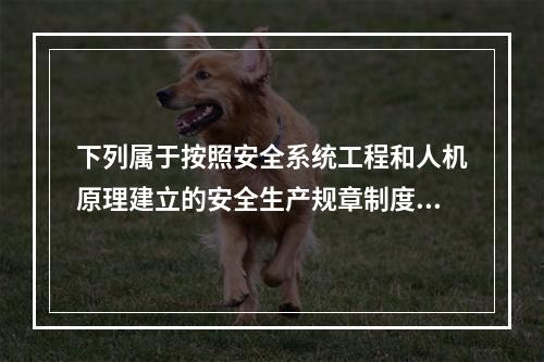 下列属于按照安全系统工程和人机原理建立的安全生产规章制度体系