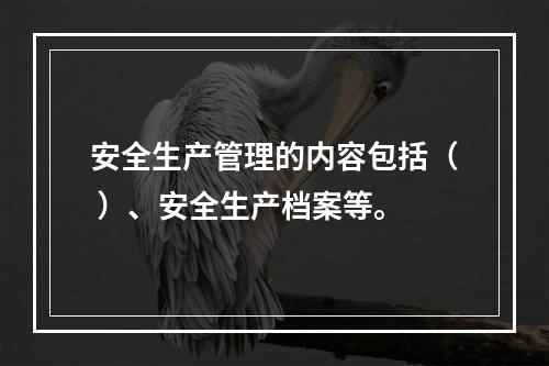 安全生产管理的内容包括（ ）、安全生产档案等。