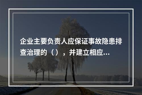 企业主要负责人应保证事故隐患排查治理的（ ），并建立相应的专