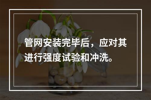 管网安装完毕后，应对其进行强度试验和冲洗。