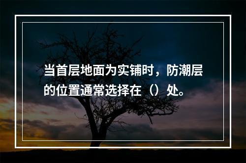 当首层地面为实铺时，防潮层的位置通常选择在（）处。