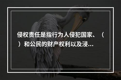 侵权责任是指行为人侵犯国家、（ ）和公民的财产权利以及浸犯法