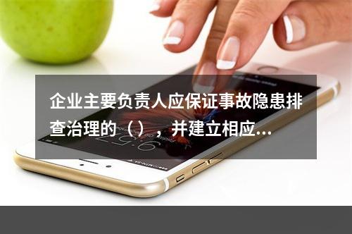 企业主要负责人应保证事故隐患排查治理的（ ），并建立相应的专