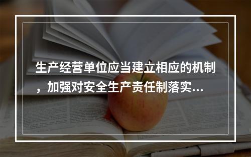 生产经营单位应当建立相应的机制，加强对安全生产责任制落实情况