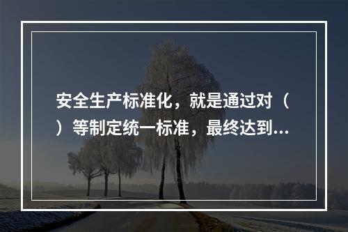 安全生产标准化，就是通过对（ ）等制定统一标准，最终达到每个