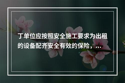 丁单位应按照安全施工要求为出租的设备配齐安全有效的保险，限位