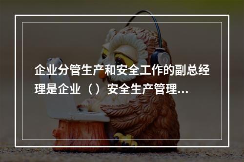 企业分管生产和安全工作的副总经理是企业（ ）安全生产管理的主