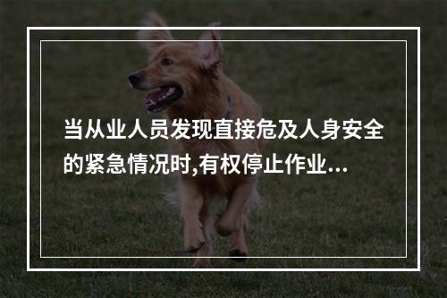 当从业人员发现直接危及人身安全的紧急情况时,有权停止作业或在