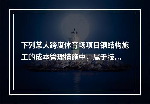 下列某大跨度体育场项目钢结构施工的成本管理措施中，属于技术措