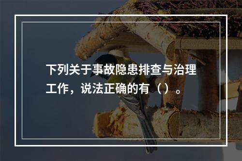 下列关于事故隐患排查与治理工作，说法正确的有（ ）。