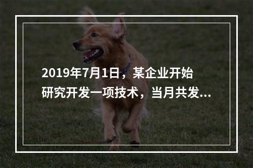 2019年7月1日，某企业开始研究开发一项技术，当月共发生研