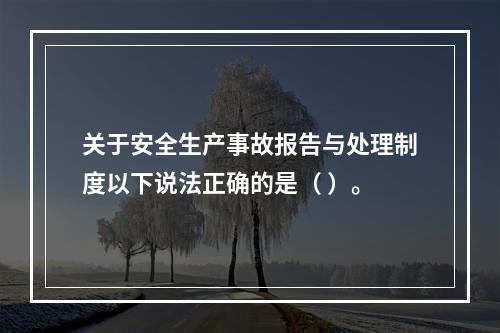 关于安全生产事故报告与处理制度以下说法正确的是（ ）。