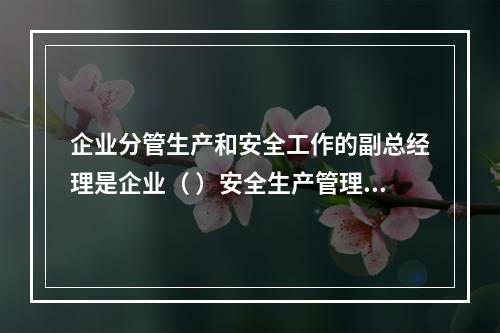 企业分管生产和安全工作的副总经理是企业（ ）安全生产管理的主