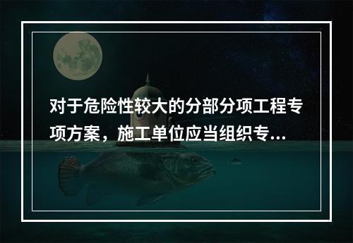 对于危险性较大的分部分项工程专项方案，施工单位应当组织专家对