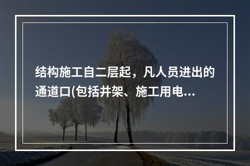 结构施工自二层起，凡人员进出的通道口(包括井架、施工用电梯的