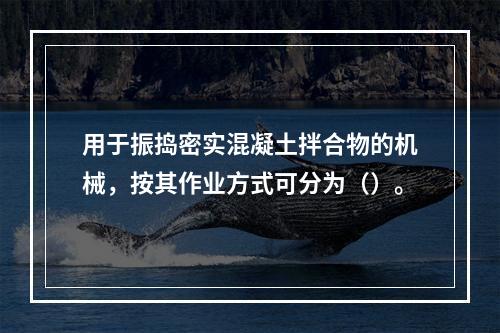 用于振捣密实混凝土拌合物的机械，按其作业方式可分为（）。